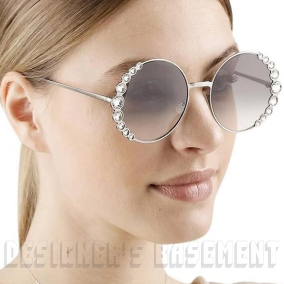 FENDI ruthenium RIBBONS AND CRYSTALS dark gray round gradient FF0324S Sunglasses main image 9